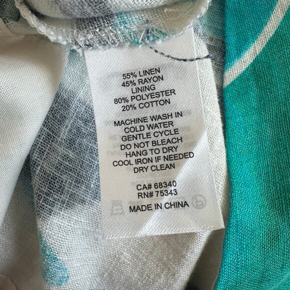 Christian Lacroix Linen Cotton Blue Organic Pattern Summer Midi Dress XS NWT - Picture 10 of 10